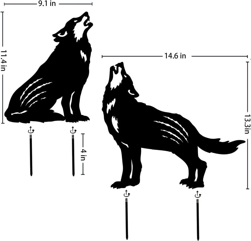 EZTZEN Wolf Metal Garden Stakes Decorative,Wolf Gifts for Women/Men/Wolf Lovers Gifts,Black Wolf Silhouette Statues Garden Decor for Outside,Outdoor Decor,Yard Art,Patio,Lawn Ornaments - Image 3
